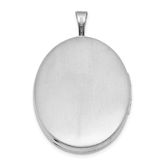 Sterling Silver Rhodium-plated Polished Front/Brushed Back ALWAYS ON MY MIND FOREVER IN MY HEART 20mm Oval Locket