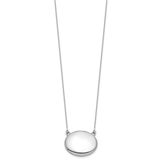 Sterling Silver Rhodium-plated Polished Front/Brushed Back 18.75 inch with 2 inch extension 20mm Oval Locket Necklace