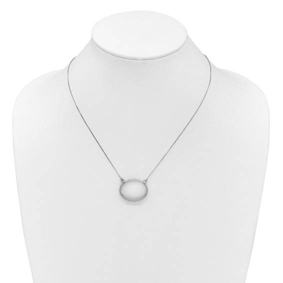 Sterling Silver Rhodium-plated Polished Front/Brushed Back 18.75 inch with 2 inch extension 20mm Oval Locket Necklace