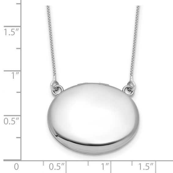 Sterling Silver Rhodium-plated Polished Front/Brushed Back 18.75 inch with 2 inch extension 20mm Oval Locket Necklace