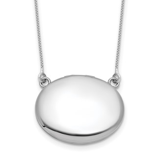Sterling Silver Rhodium-plated Polished Front/Brushed Back 18.75 inch with 2 inch extension 20mm Oval Locket Necklace
