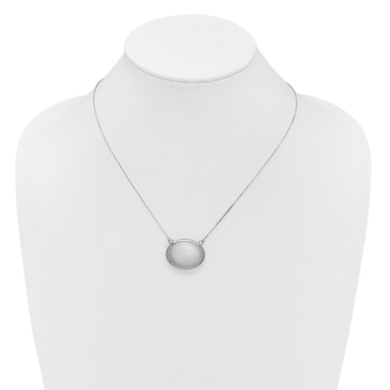 Sterling Silver Rhodium-plated Brushed with Border 18.75 inch with 2 inch extension 20mm Oval Locket Necklace