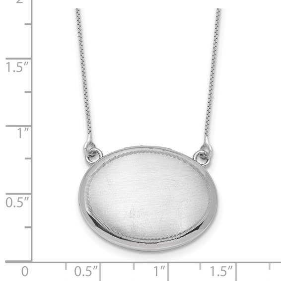 Sterling Silver Rhodium-plated Brushed with Border 18.75 inch with 2 inch extension 20mm Oval Locket Necklace