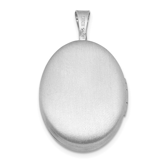 Sterling Silver Rhodium-plated Brushed  1/20 carat Diamond Engraved Cross 16mm Oval Locket