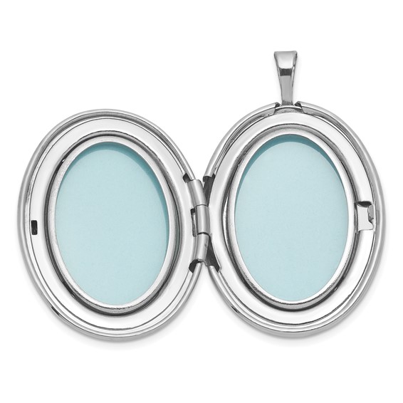 Sterling Silver Rhodium-plated Polished Front/Brushed Back Miraculous Medal 20mm Oval Locket