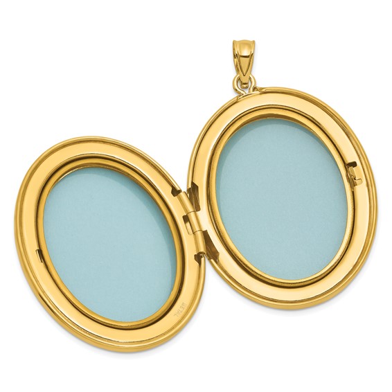 Sterling Silver Gold-plated Polished Front/Brushed Back Fleur De Lis 28mm Oval Locket