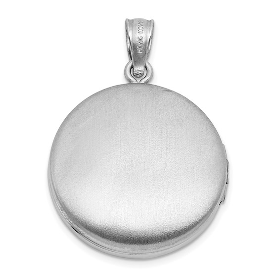 Sterling Silver Rhodium-plated Polished Front/Brushed Back Multi-Heart 20mm Round Locket