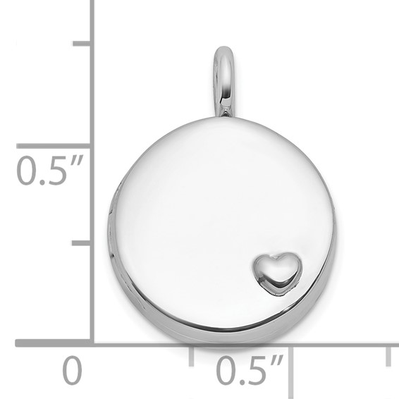 Sterling Silver Rhodium-plated Polished Heart On 10mm Round Locket