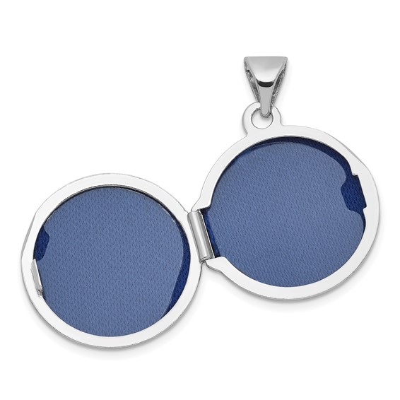 Sterling Silver Rhodium-plated Saint Christopher Protect Us 16mm Round Locket