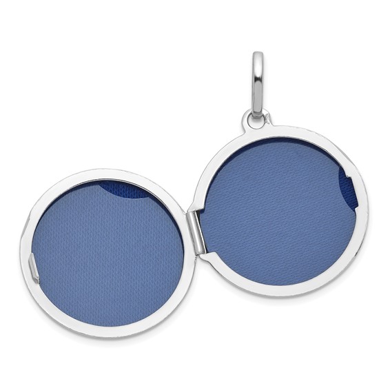 Sterling Silver Rhodium-plated Polished with Beaded Border 20mm Round Locket