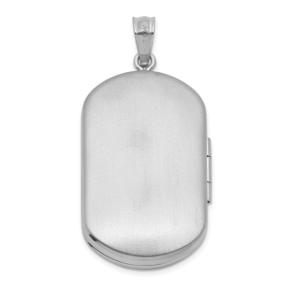 Sterling Silver Rhodium-plated Polished Front/Brushed Back Fleur De Lis 20mm Rectangle Locket