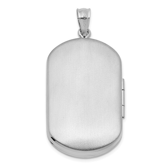 Sterling Silver Rhodium-plated Polished Front/Brushed Back Two Hearts 20mm Rectangle Locket