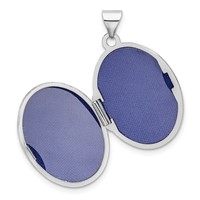 Sterling Silver Rhodium-plated Polished Scroll Design Reversible Same on Back 21mm Oval Locket view 5