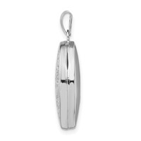 Sterling Silver Rhodium-plated Polished Floral 20mm Oval Locket view 2