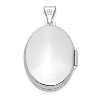 Sterling Silver Rhodium-plated Polished Floral 20mm Oval Locket view 3