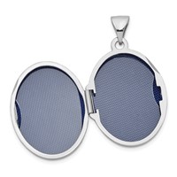 Sterling Silver Rhodium-plated Polished Floral 20mm Oval Locket view 5