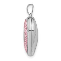 Sterling Silver Rhodium-plated Pink Preciosa Crystal 18mm Heart Locket view 2