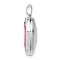 Sterling Silver Rhodium-plated Pink Preciosa Crystal 18mm Heart Locket view 2