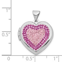 Sterling Silver Rhodium-plated Pink Preciosa Crystal 18mm Heart Locket view 4