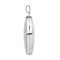 Sterling Silver Rhodium-plated Polished Cross 26mm Oval Locket view 2