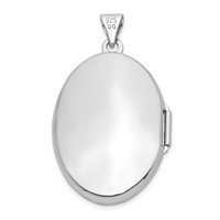 Sterling Silver Rhodium-plated Polished Cross 26mm Oval Locket view 3