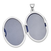 Sterling Silver Rhodium-plated Polished Cross 26mm Oval Locket view 5