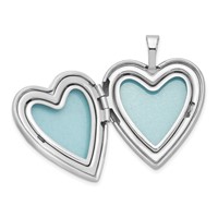 Sterling Silver Rhodium-plated Satin Pink and Blue Enamel Butterflies 20mm Heart Locket Necklace, 18" view 5