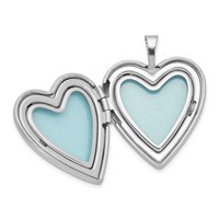 Sterling Silver Rhodium-plated Polished Front Satin Back Pink Enamel Rose 20mm Heart Locket Necklace, 18" view 5