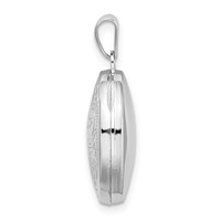 Sterling Silver Rhodium-plated Polished Scroll Design 17mm Oval Locket view 2