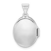 Sterling Silver Rhodium-plated Polished Scroll Design 17mm Oval Locket view 3