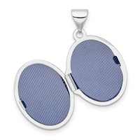 Sterling Silver Rhodium-plated Polished Scroll Design 17mm Oval Locket view 5