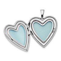 Sterling Silver Rhodium-plated Polished Front Satin Back Mom Diamond 20mm Heart Locket Necklace, 18" view 5