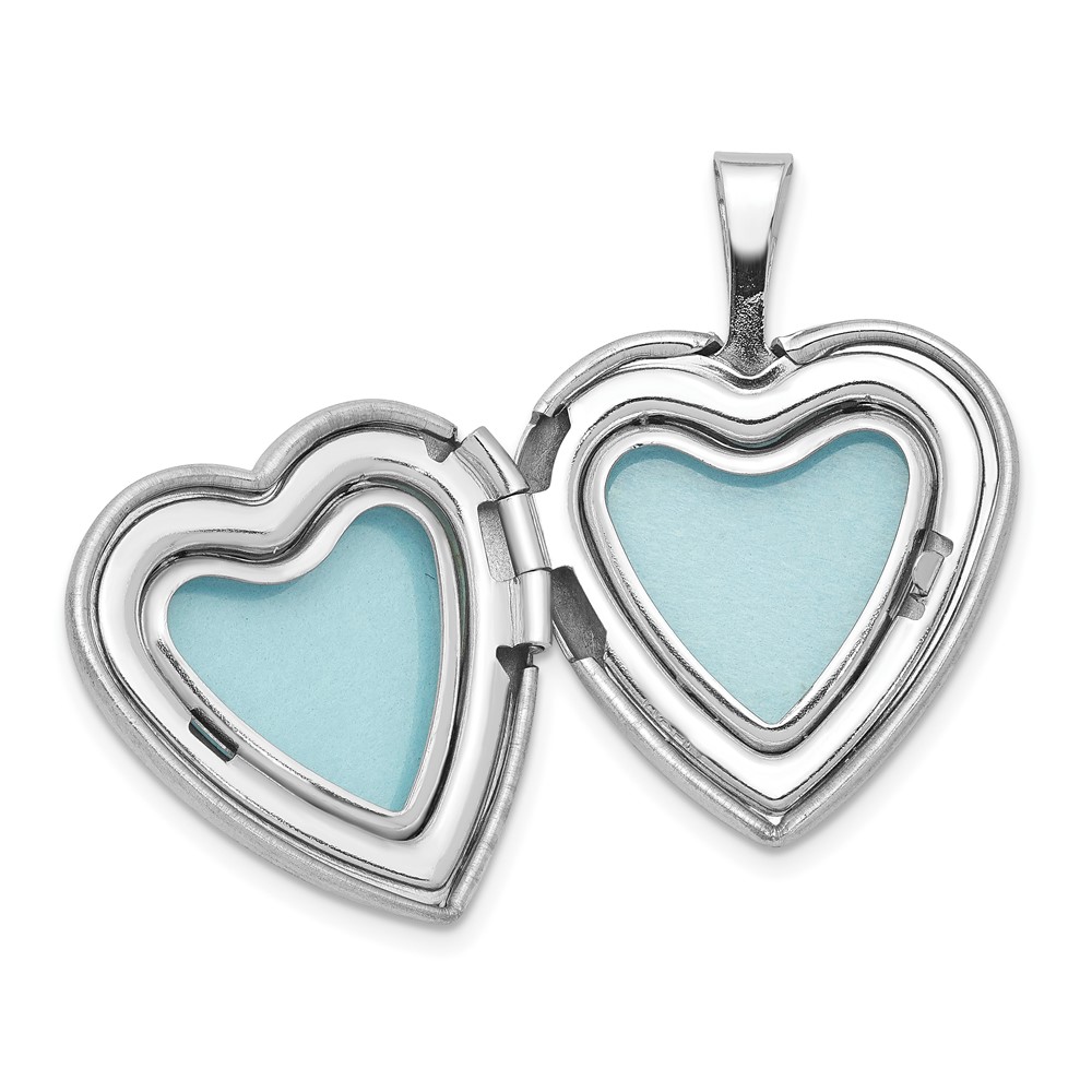 Sterling Silver RH-plated 16mm Satin Enamel Butterfly Heart Locket Necklace (QLS256-18)