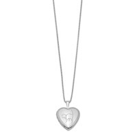 Sterling Silver Rhodium-plated Polished Front Satin Back Cat 16mm Heart Locket Necklace, 18" view 2