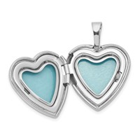 Sterling Silver Rhodium-plated Polished Front Satin Back Cat 16mm Heart Locket Necklace, 18" view 5