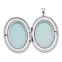 Sterling Silver Rhodium-plated Satin Pink and Blue Enameled Butterfly 26mm Oval Locket Necklace, 18" view 5