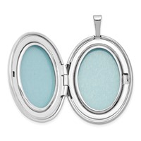 Sterling Silver Rhodium-plated Satin Diamond-cut Floral 26mm Oval Locket Necklace, 18" view 5
