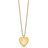 1/20 14K Gold Filled Polished Front Satin Back Diamond Star 20mm Heart Locket Necklace, 18" view 2