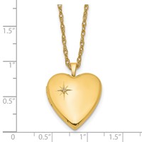 1/20 14K Gold Filled Polished Front Satin Back Diamond Star 20mm Heart Locket Necklace, 18" view 4