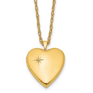 1/20 14K Gold Filled 20mm Polished/Satin Dia Star Heart Locket Necklace