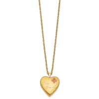 1/20 14K Gold Filled Satin Pink Enameled Flower I Love You 20mm Heart Locket Necklace, 18" view 2