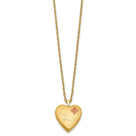 Gold Filled  I LOVE YOU Enameled Heart Locket Necklace