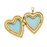 1/20 14K Gold Filled Satin Pink Enameled Flower I Love You 20mm Heart Locket Necklace, 18" view 5