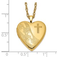 1/20 Gold Filled 20mm Cross & Footprint Heart Locket Necklace view 4