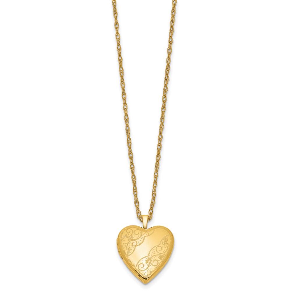 1/20 Gold Filled 20mm Side Swirled Heart Locket Necklace (QLS282-18)
