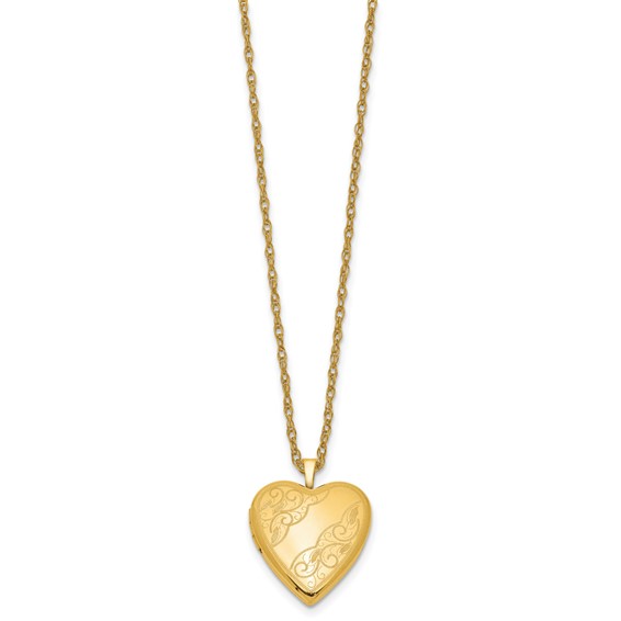 1/20 14K Gold Filled 20mm Side Swirled Heart Locket Necklace