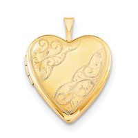 1/20 14K Gold Filled Polished Front Satin Back Swirled 20mm Heart Locket Necklace, 18" view 3