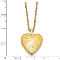 1/20 14K Gold Filled Polished Front Satin Back Swirled 20mm Heart Locket Necklace, 18" view 4