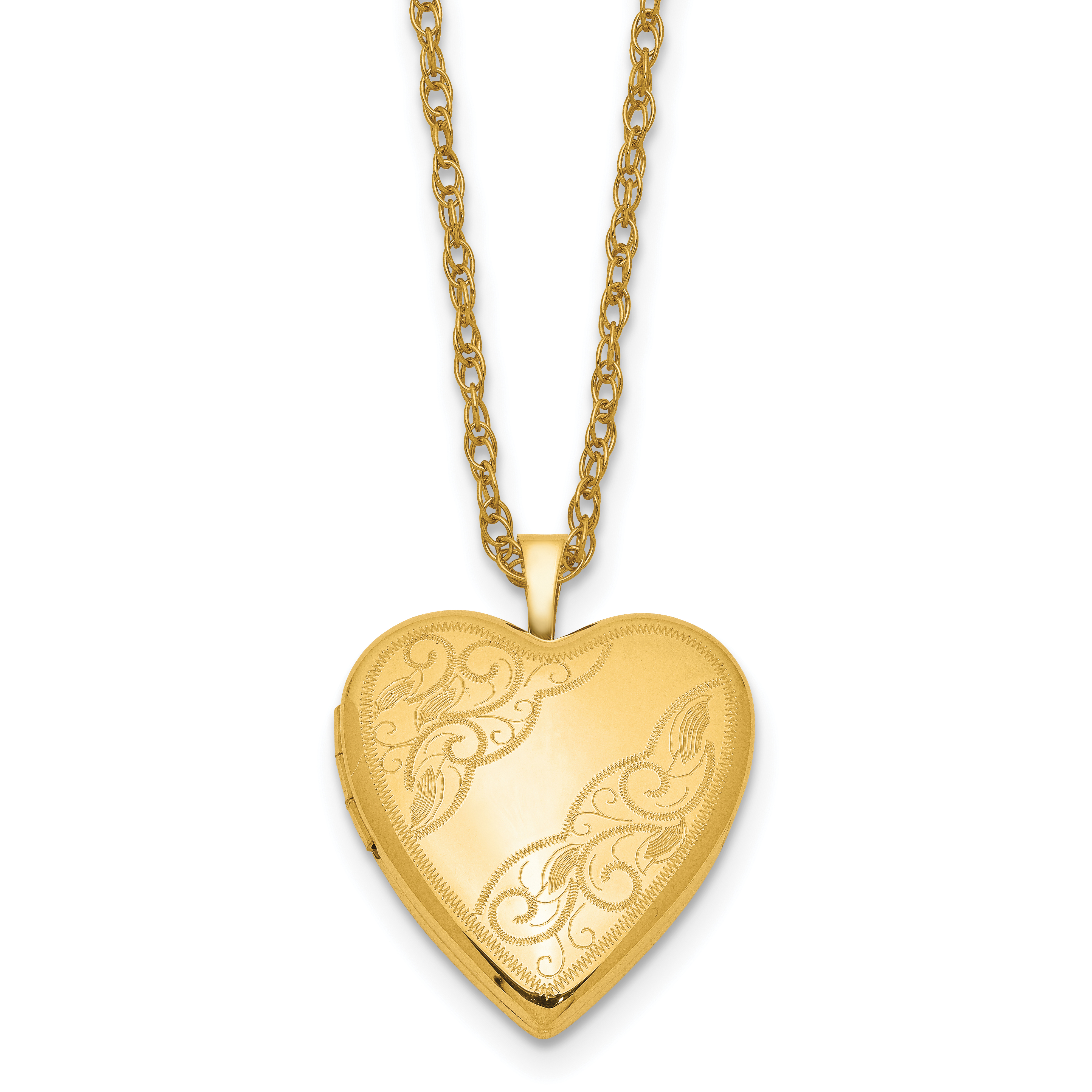 1/20 Gold Filled 20mm Side Swirled Heart Locket Necklace (QLS282-18)