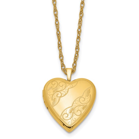 1/20 14K Gold Filled 20mm Side Swirled Heart Locket Necklace